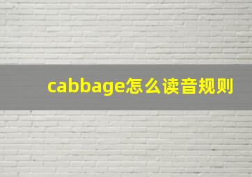 cabbage怎么读音规则