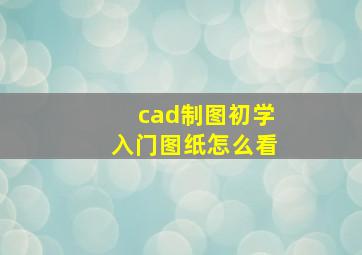 cad制图初学入门图纸怎么看