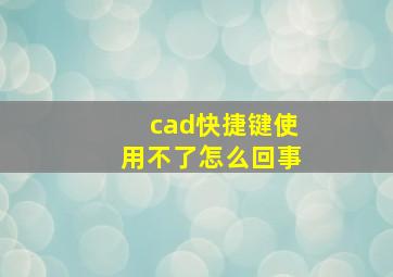 cad快捷键使用不了怎么回事