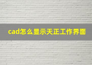 cad怎么显示天正工作界面