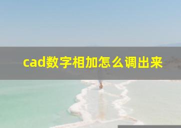 cad数字相加怎么调出来