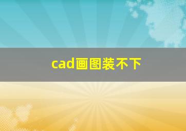 cad画图装不下