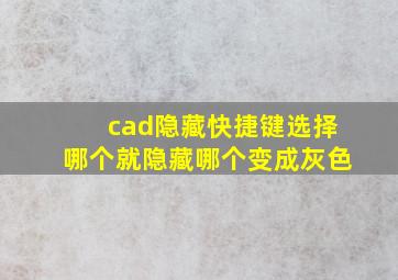 cad隐藏快捷键选择哪个就隐藏哪个变成灰色