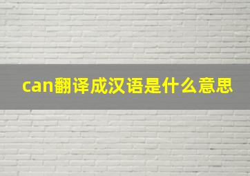 can翻译成汉语是什么意思