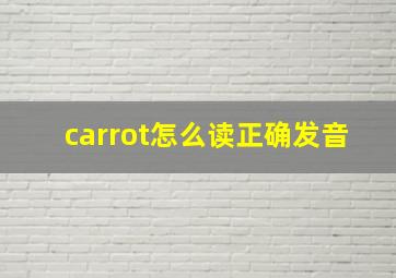 carrot怎么读正确发音