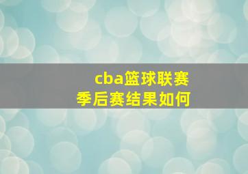 cba篮球联赛季后赛结果如何