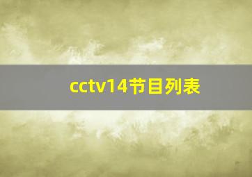 cctv14节目列表