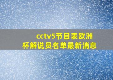 cctv5节目表欧洲杯解说员名单最新消息