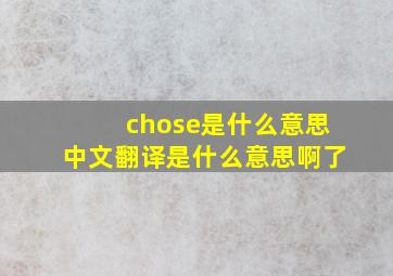 chose是什么意思中文翻译是什么意思啊了