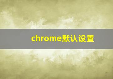 chrome默认设置