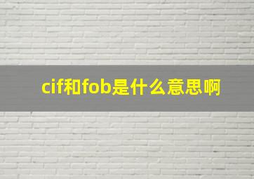 cif和fob是什么意思啊