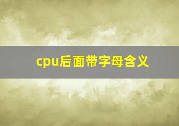 cpu后面带字母含义