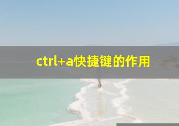 ctrl+a快捷键的作用