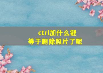 ctrl加什么键等于删除照片了呢