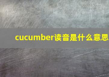 cucumber读音是什么意思