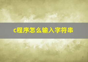 c程序怎么输入字符串