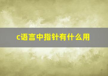 c语言中指针有什么用