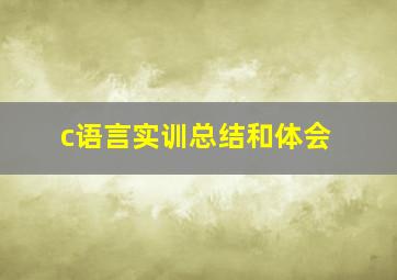 c语言实训总结和体会