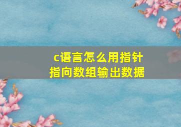 c语言怎么用指针指向数组输出数据