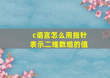 c语言怎么用指针表示二维数组的值