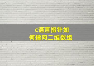 c语言指针如何指向二维数组