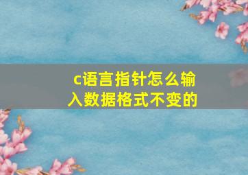 c语言指针怎么输入数据格式不变的