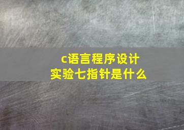 c语言程序设计实验七指针是什么