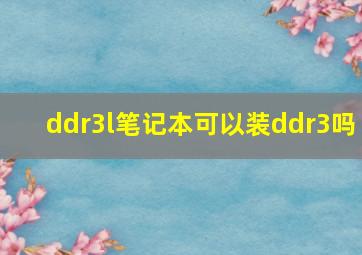 ddr3l笔记本可以装ddr3吗