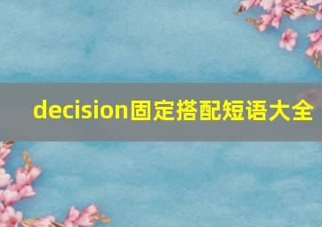 decision固定搭配短语大全