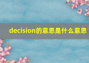 decision的意思是什么意思