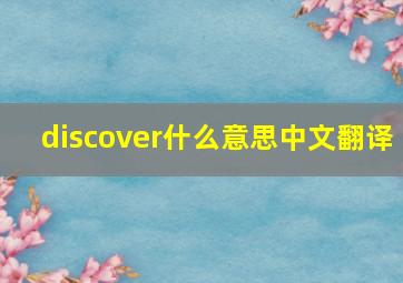 discover什么意思中文翻译