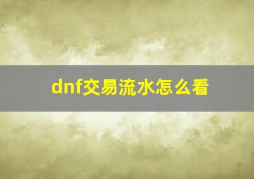 dnf交易流水怎么看