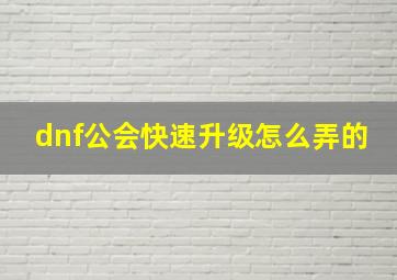 dnf公会快速升级怎么弄的