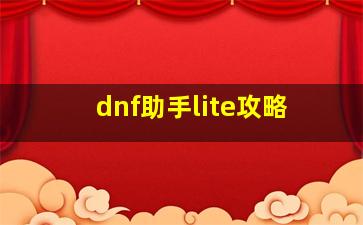 dnf助手lite攻略