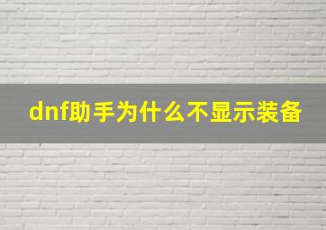 dnf助手为什么不显示装备