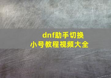 dnf助手切换小号教程视频大全