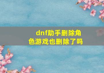 dnf助手删除角色游戏也删除了吗