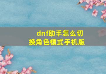 dnf助手怎么切换角色模式手机版