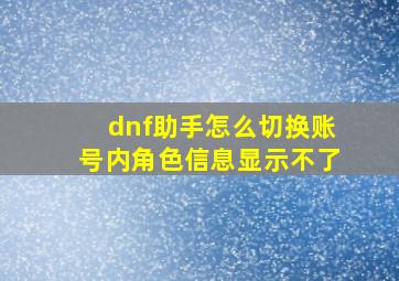 dnf助手怎么切换账号内角色信息显示不了