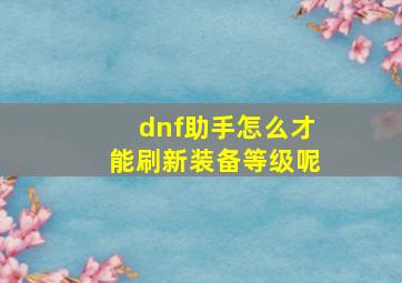 dnf助手怎么才能刷新装备等级呢