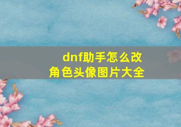 dnf助手怎么改角色头像图片大全