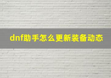 dnf助手怎么更新装备动态