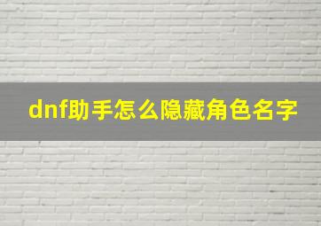 dnf助手怎么隐藏角色名字