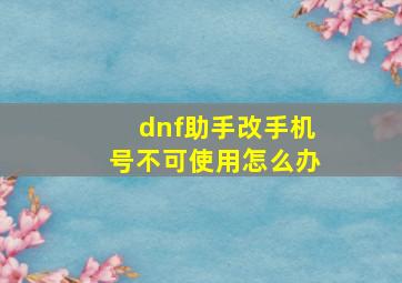 dnf助手改手机号不可使用怎么办