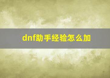 dnf助手经验怎么加