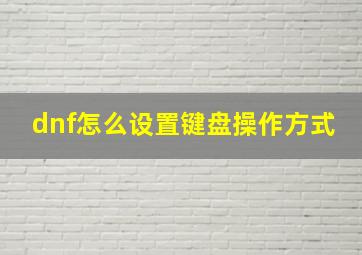 dnf怎么设置键盘操作方式