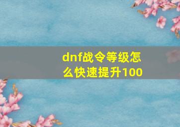 dnf战令等级怎么快速提升100