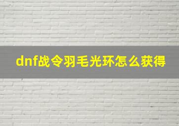 dnf战令羽毛光环怎么获得