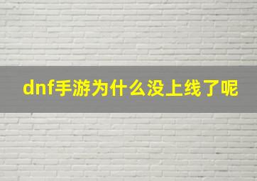 dnf手游为什么没上线了呢