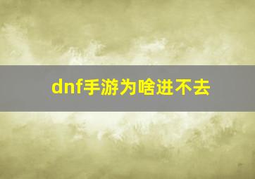 dnf手游为啥进不去